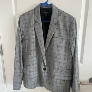 $20 Ann Taylor Gray Glen Plaid Single-Button Blazer